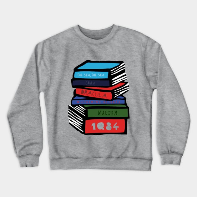 Classic Book Stack Crewneck Sweatshirt by louweasely